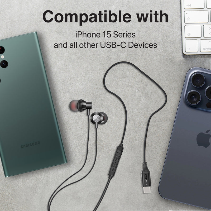 Promate Technologies - Ergonomic In-Ear USB-C Wired Stereo Earphones