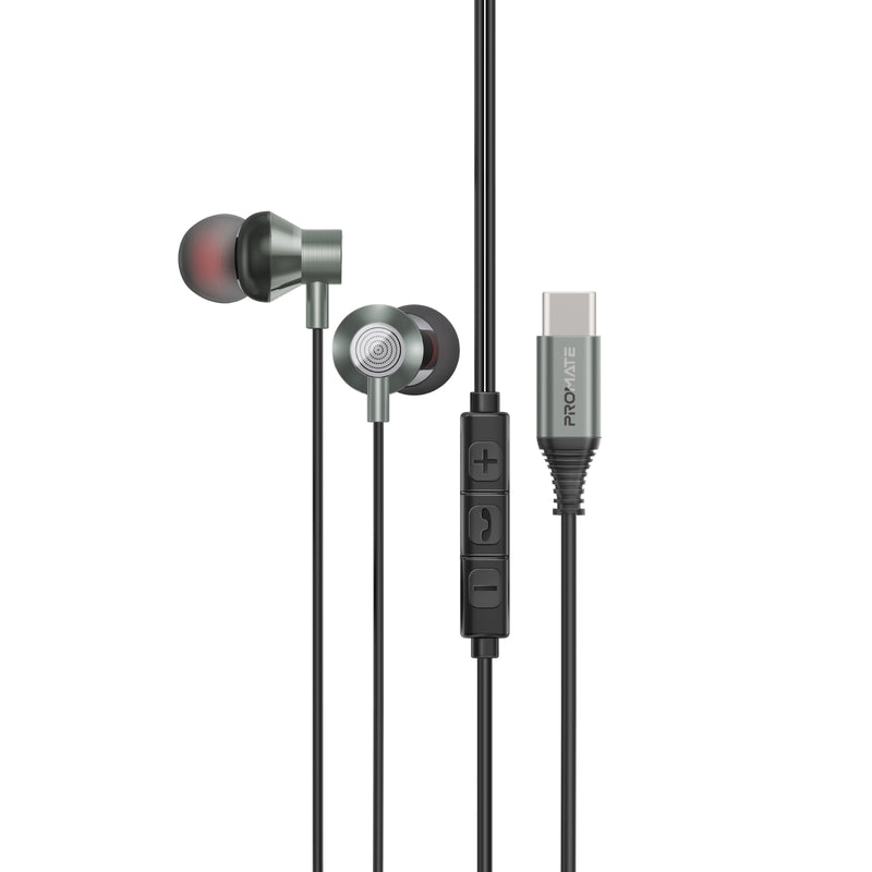 Promate Technologies - Ergonomic In-Ear USB-C Wired Stereo Earphones
