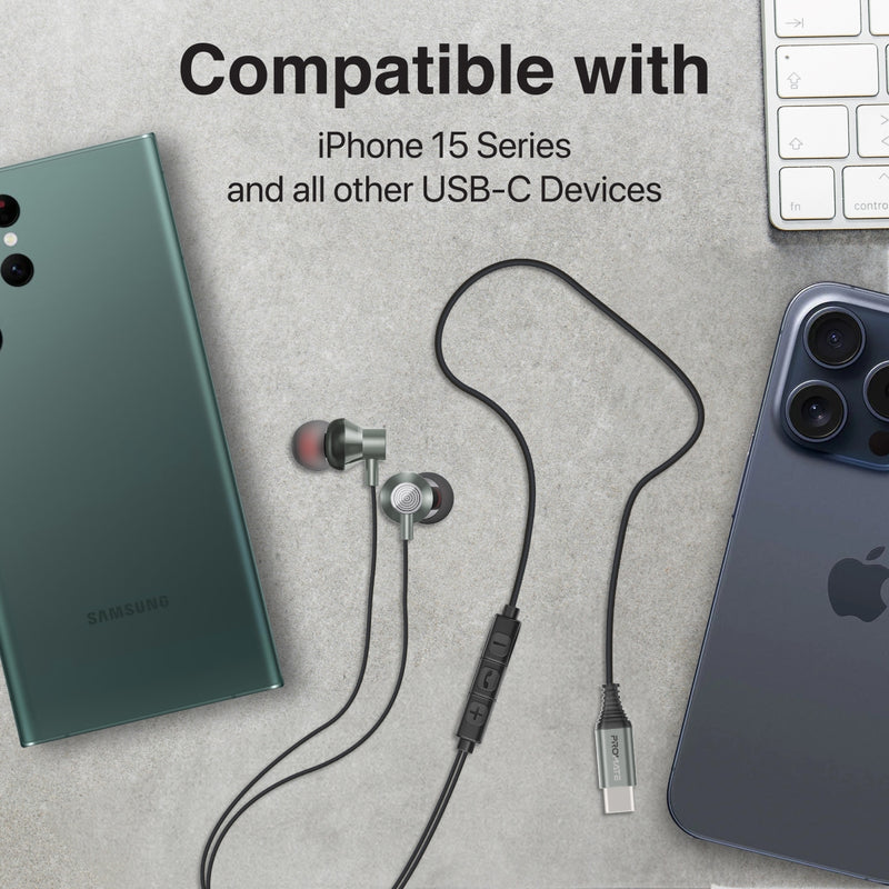 Promate Technologies - Ergonomic In-Ear USB-C Wired Stereo Earphones