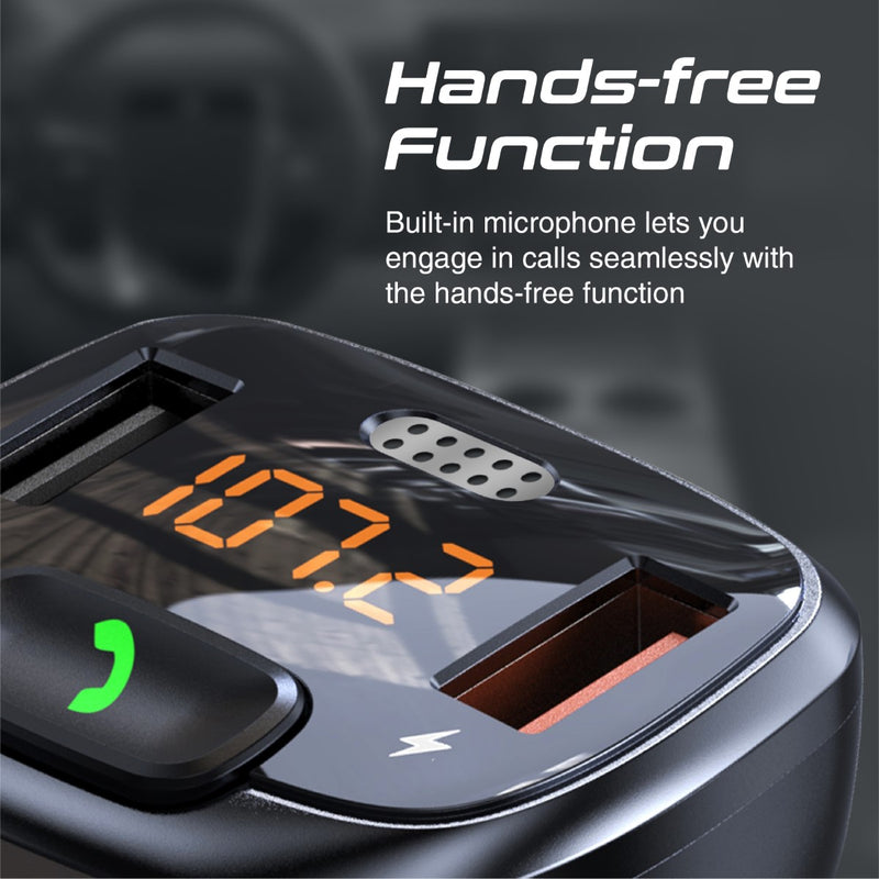 Promate Technologies - FM Transmitter Kit with Handsfree & Quick Charge 3.0