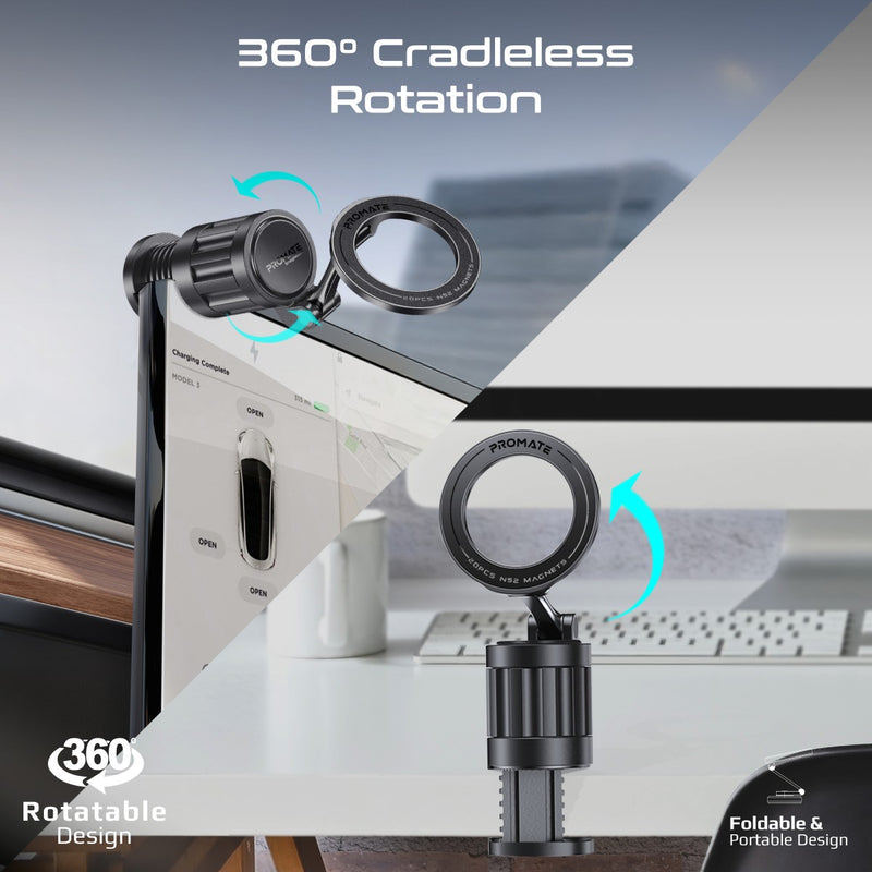 Promate Technologies - 360° Rotating Magnetic Smartphone Grip-On Mount