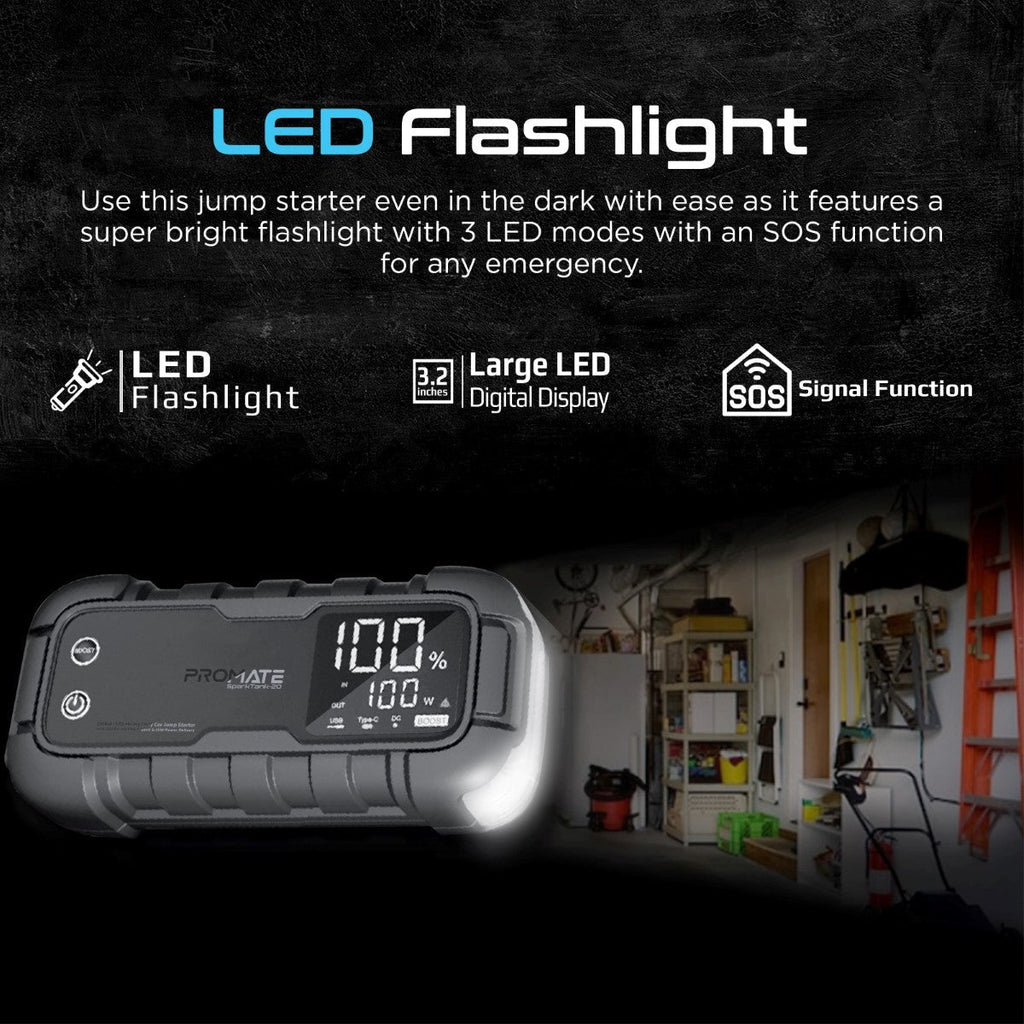 2000A/12V Heavy Duty Car Jump Starter with 20000mAh Power Bank & 45W Power Delivery