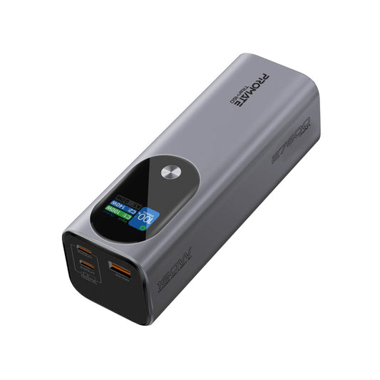 Promate Technologies - Ultra-Compact 160W Multi-Port PD 3.1 Power Bank with TFT LCD Screen