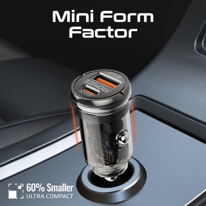 Promate Technologies - 65W RapidCharge™ Transparent Mini Car Charger with Power Delivery & QC