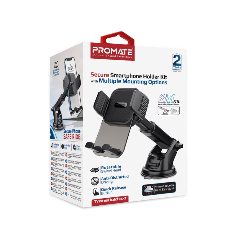 Promate Technologies - Secure Smartphone Holder Kit with Multiple Mounting Options