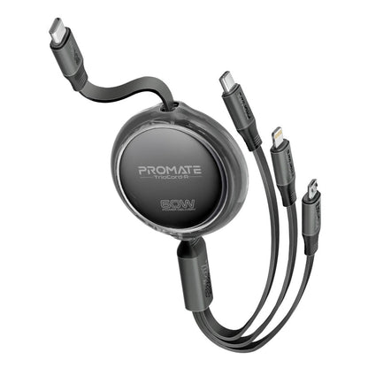 Promate Technologies - 3-in-1 Ultra-Fast Retractable Multi-Connector Cable
