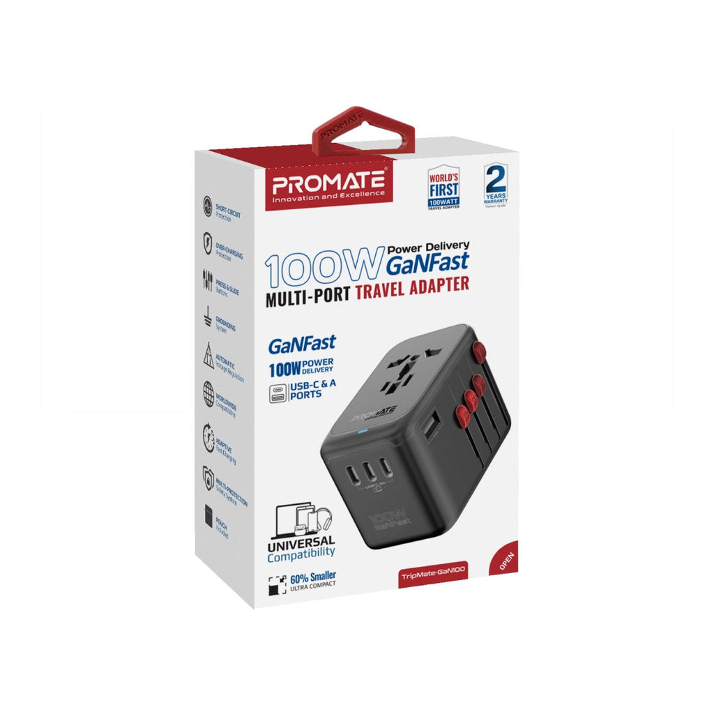 100W Power Delivery GaNFast™ Multi-Port Travel Adapter