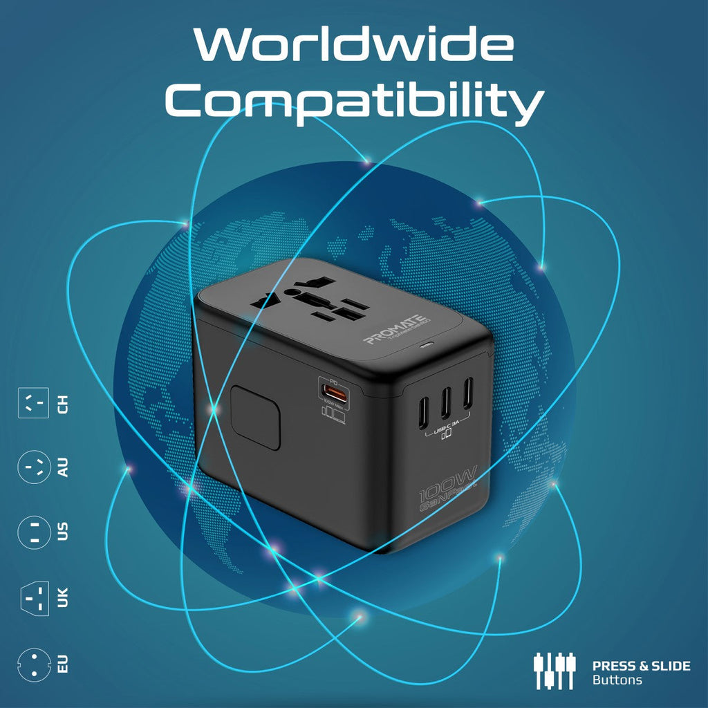 100W Power Delivery GaNFast™ Multi-Port Travel Adapter