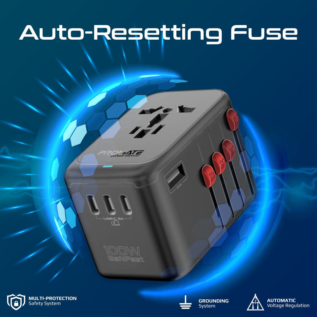 100W Power Delivery GaNFast™ Multi-Port Travel Adapter