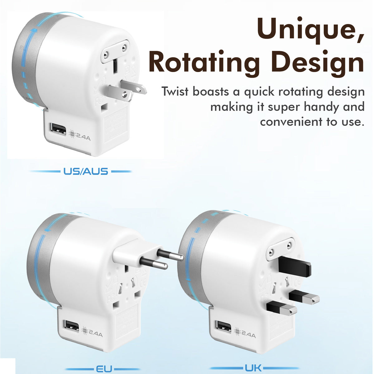 Universal Travel Adaptor with Dual USB Ports