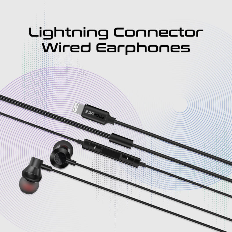 Promate Technologies - MFi-Certified Ergonomic In-Ear Lightning Connector Earphones