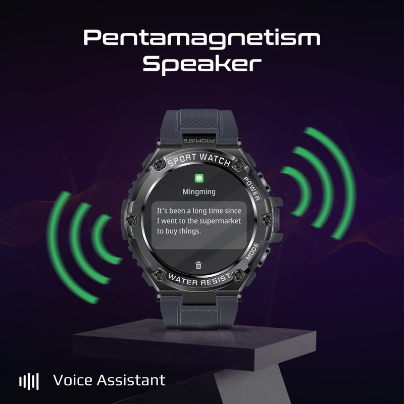 Promate Technologies - 1.53" Round Screen Fitness Tracker Smartwatch with BT Calling