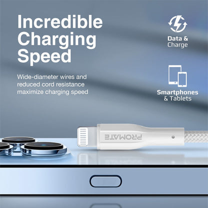 Promate Technologies - High Tensile Strength Data & Charge Cable for Apple Devices