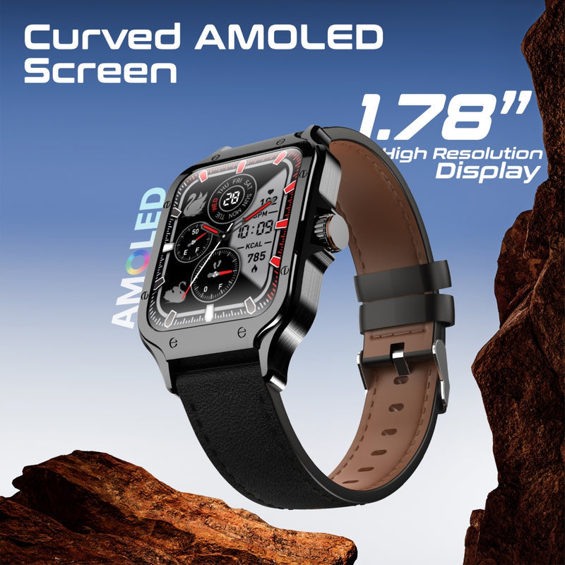 Promate Technologies - ActivLife™ Curved AMOLED Screen Smartwatch with BT Calling