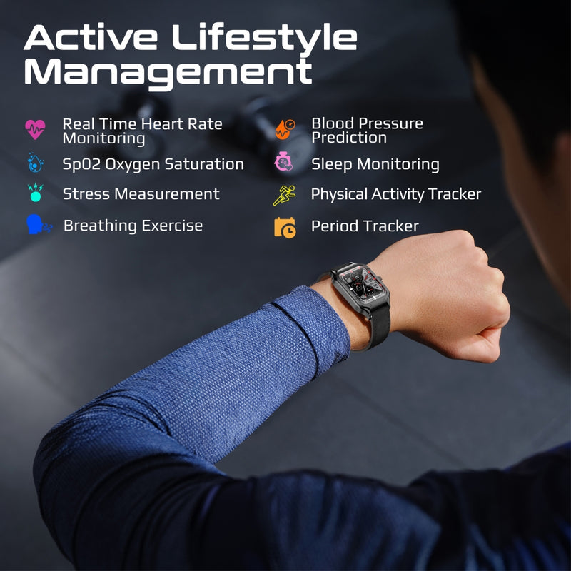 Promate Technologies - ActivLife™ Curved AMOLED Screen Smartwatch with BT Calling