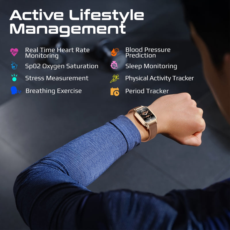 Promate Technologies - ActivLife™ Curved AMOLED Screen Smartwatch with BT Calling