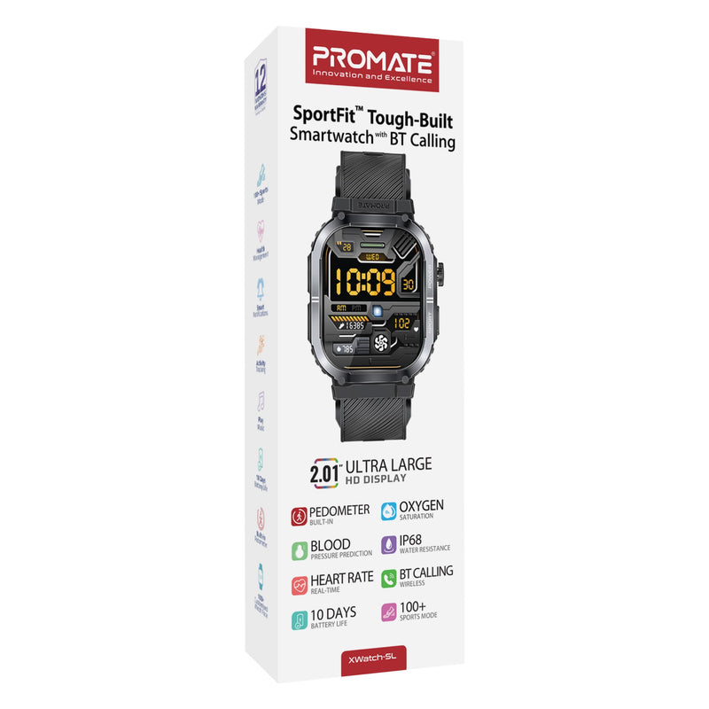 Promate Technologies - SportFit™ Tough-Built Smartwatch with BT Calling
