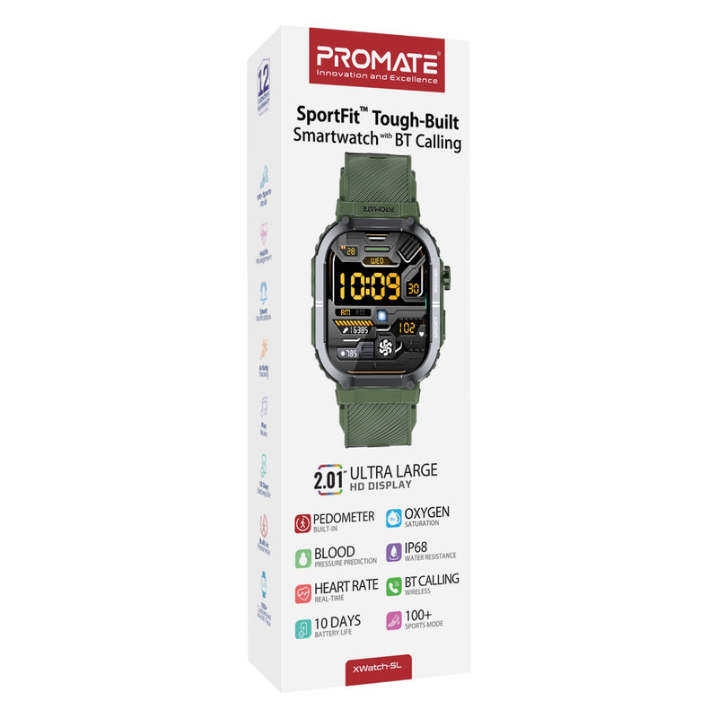 Promate Technologies - SportFit™ Tough-Built Smartwatch with BT Calling