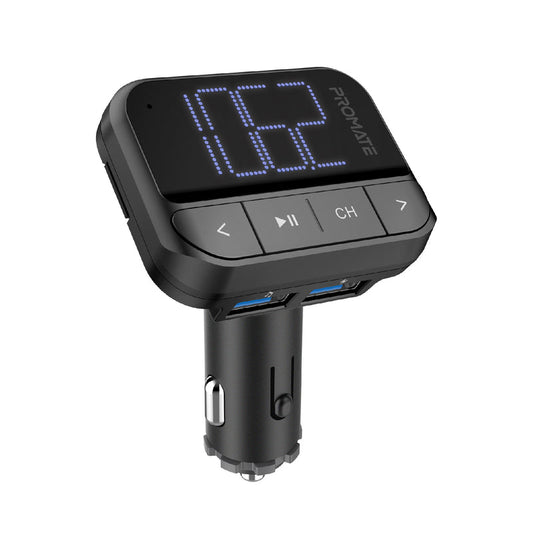 Promate Technologies - In-Car FM Transmitter with Dual USB Ports