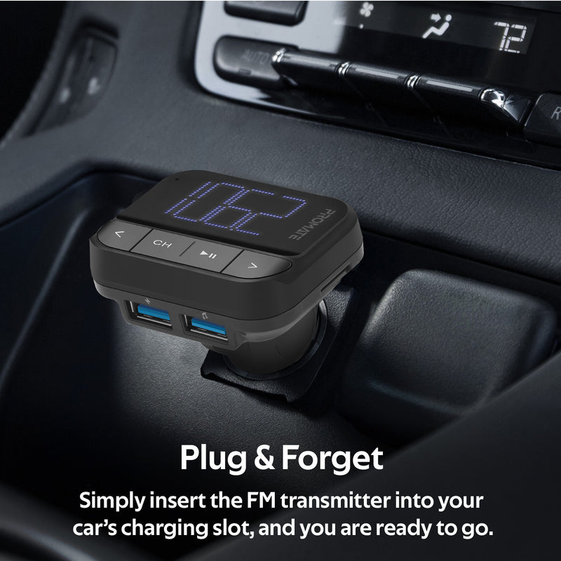 Promate Technologies - In-Car FM Transmitter with Dual USB Ports