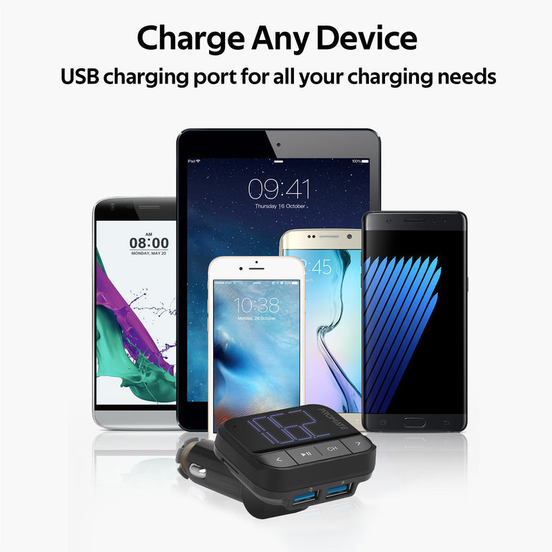 Promate Technologies - In-Car FM Transmitter with Dual USB Ports