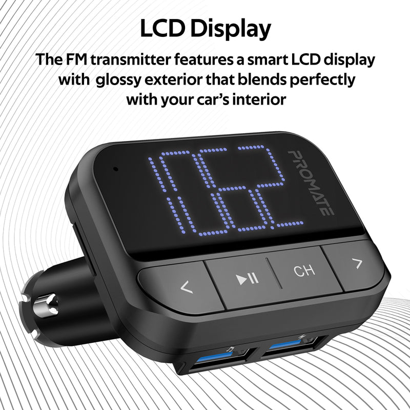 Promate Technologies - In-Car FM Transmitter with Dual USB Ports