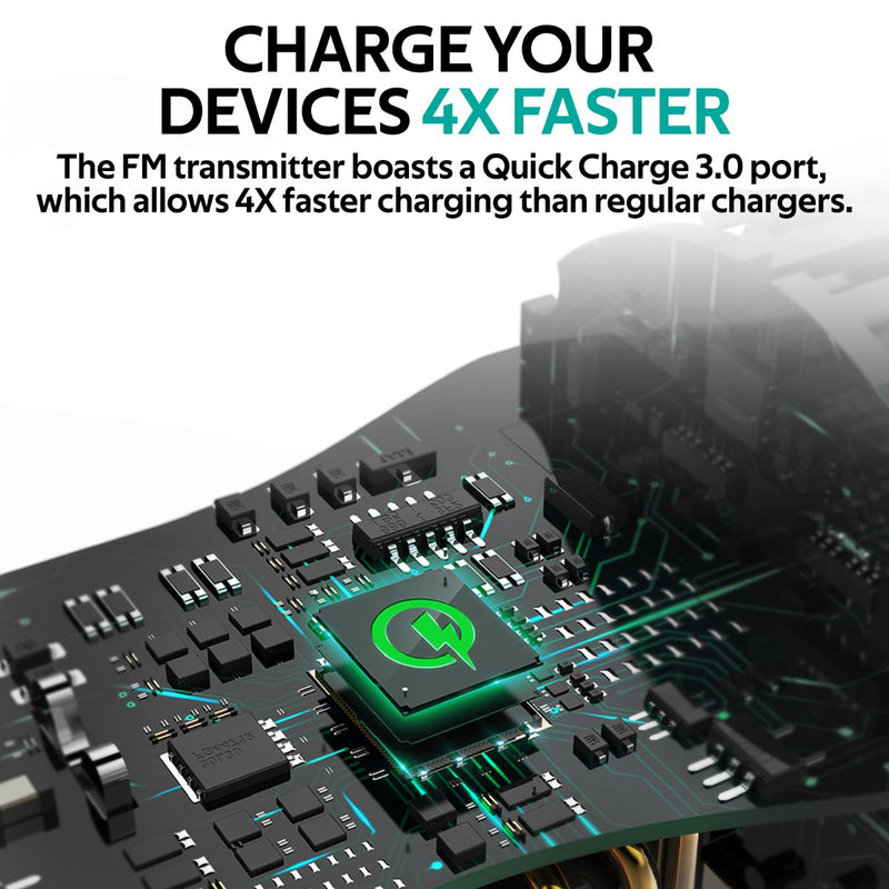 Promate Technologies - Car Wireless FM Modulator With Quick Charge 3.0 Port