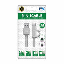 Load image into Gallery viewer, FX Braided 2 in 1 iPhone/ Type-C Cable - 1m - Black
