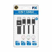 Load image into Gallery viewer, FX Braided USB 3-in-1 Data Cable
